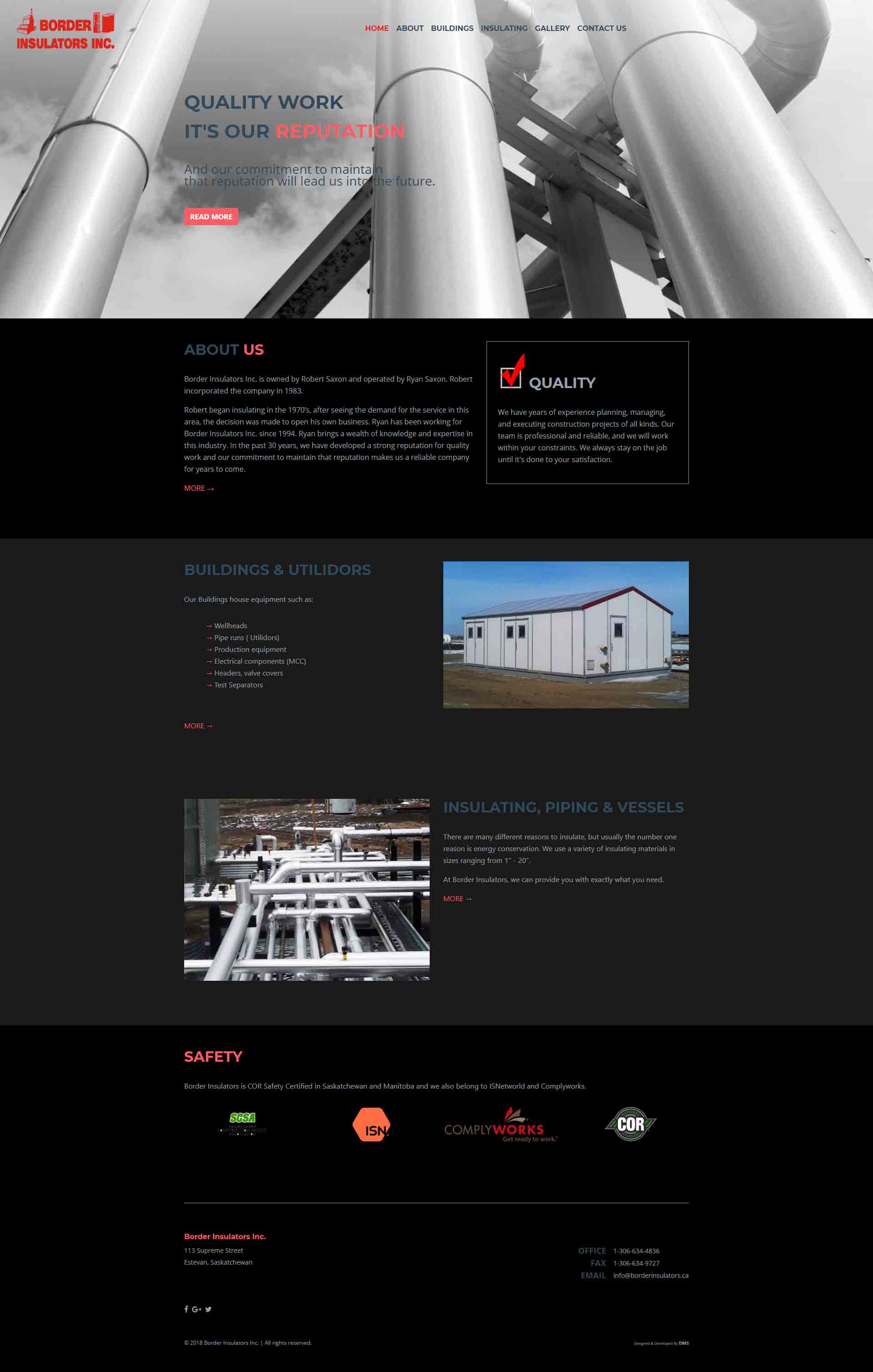 DMS Services Website Portfolio - Border Insulators Inc.