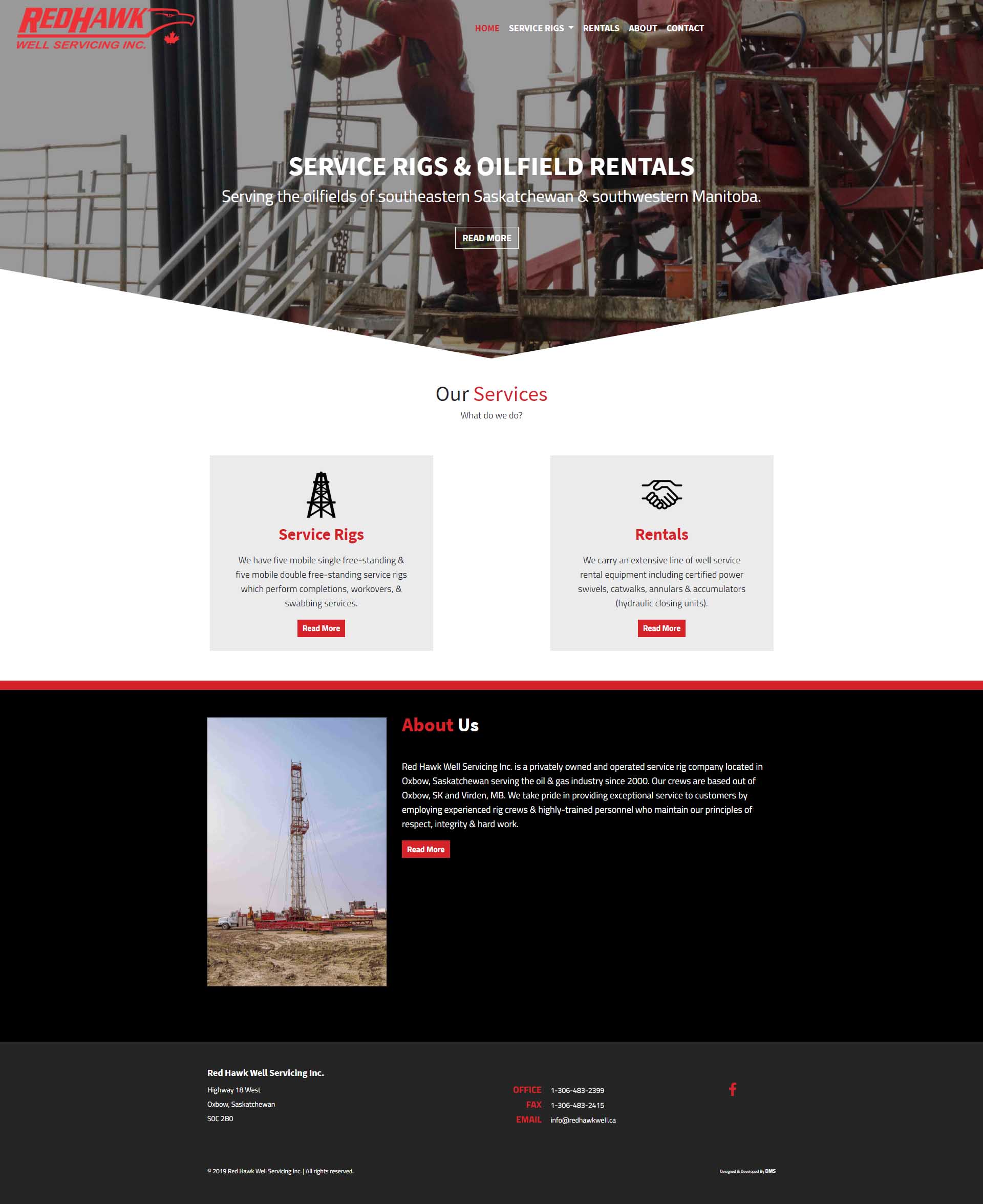 DMS Services Website Portfolio - Red Hawk Well Servicing