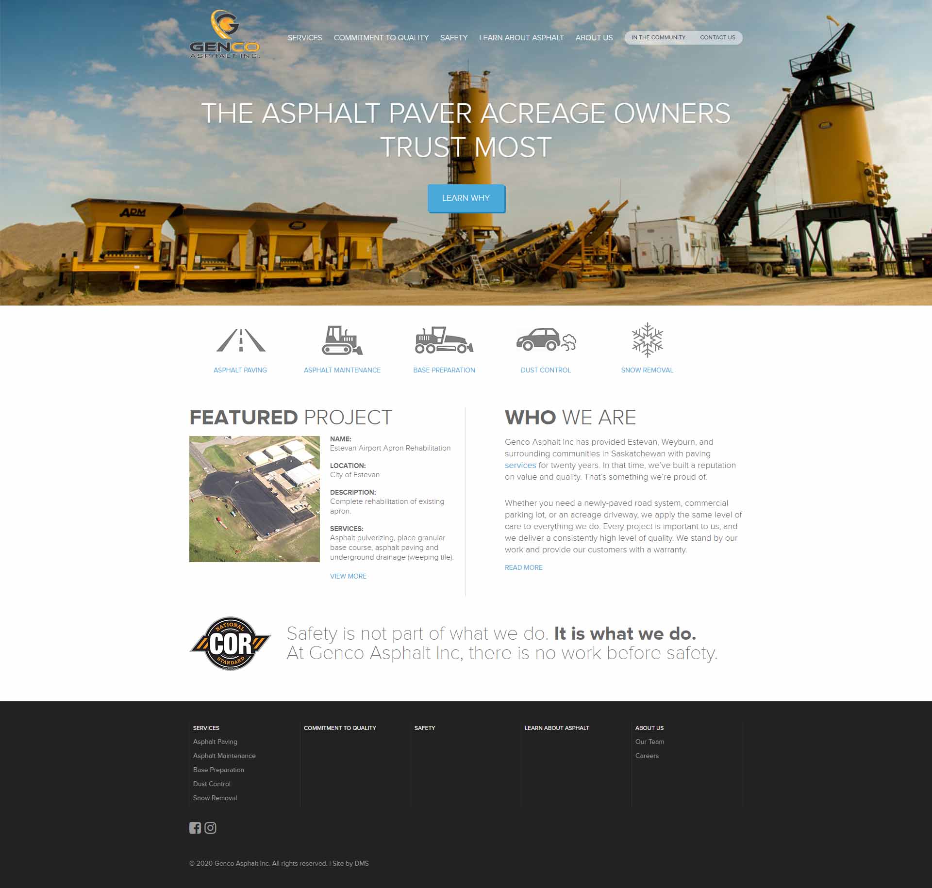 DMS Services Website Portfolio - Genco Asphalt Inc