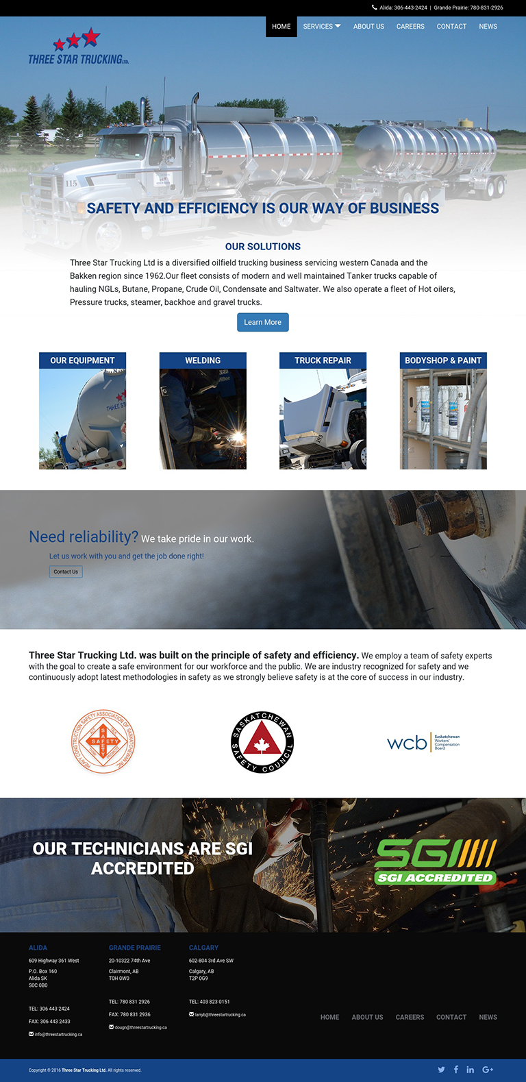 DMS Services Website Portfolio - Three Star Trucking